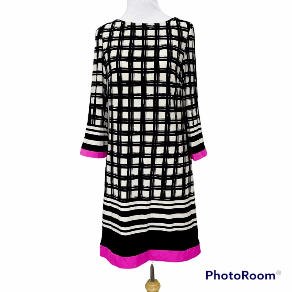 🎆NEW YEARS SALE🎇 Eliza J Dress Size 6 Black & Tan with Pink Stripe 3/4 Sleeve